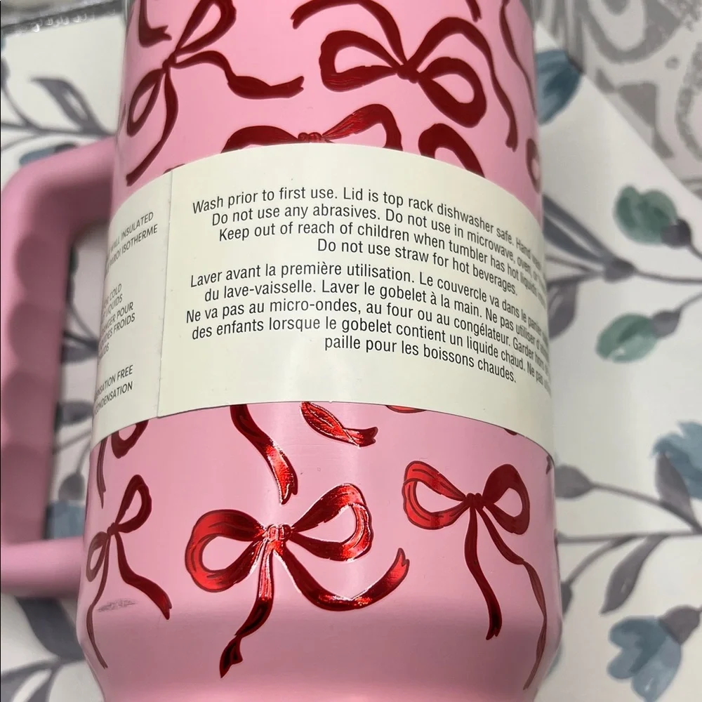 Ashland Pink🎀 Tumbler with Red Bow Design 40 fl oz or 1.1 Litre 🎀